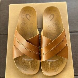 OluKai Leather Slide Sandals